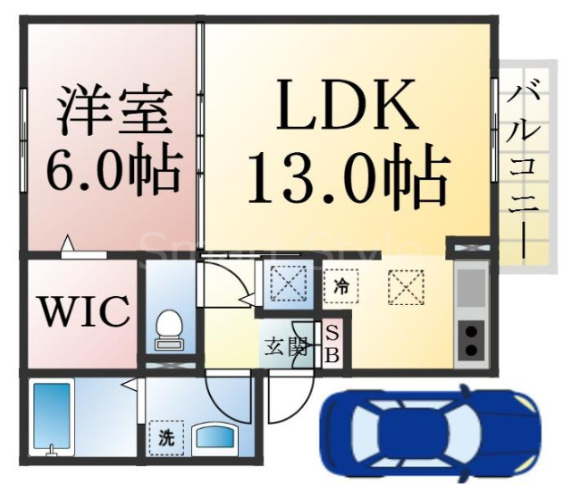 各部屋がゆったりとした単身さんにちょうどいい間取り。