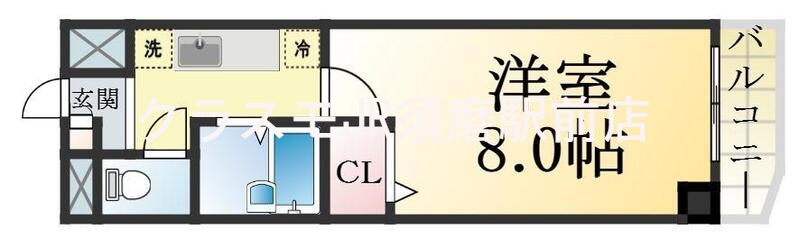 広々8.0帖で使いやすい間取り