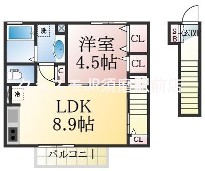 1LDKの間取りです