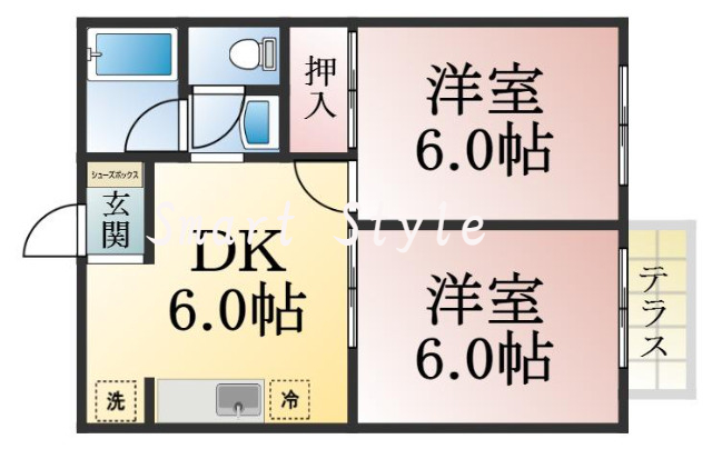 振分タイプの間取りです