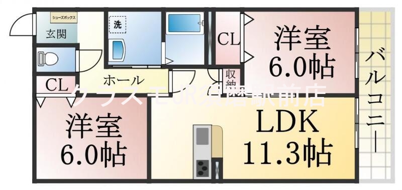 各部屋が余裕のある広さで、とてもゆったりとした間取りです。