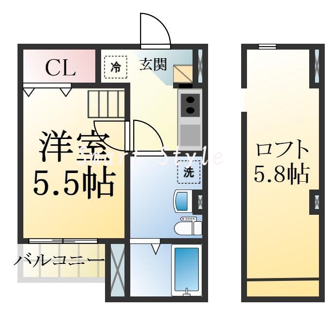 広々としうたロフト付の間取りです。