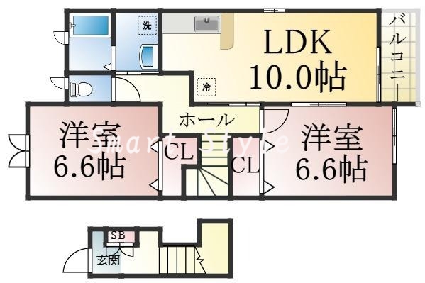各部屋がゆったりとした、ファミリータイプの間取り。