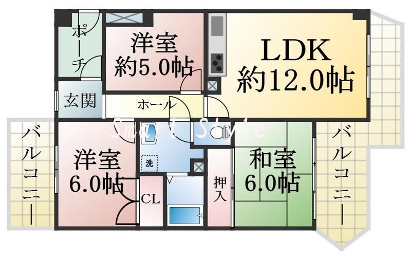 ひとつひとつのお部屋が、ゆとりのある間取りになってます。
