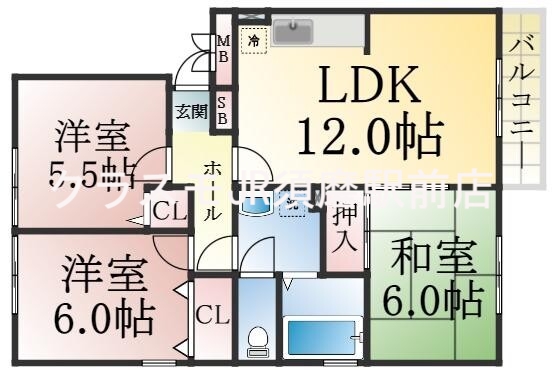 各部屋がゆったりとした、ファミリータイプの間取り。
