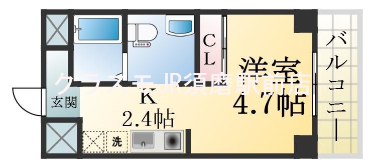 うれしいバス・トイレがセパレートの単身さん向けの間取りです。