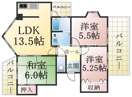 各部屋がゆったりとした、ファミリータイプの間取り。