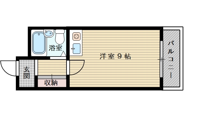 １ルームのお部屋です