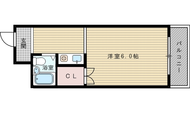 １ルームのお部屋です