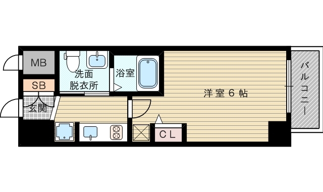 1Kのお部屋です