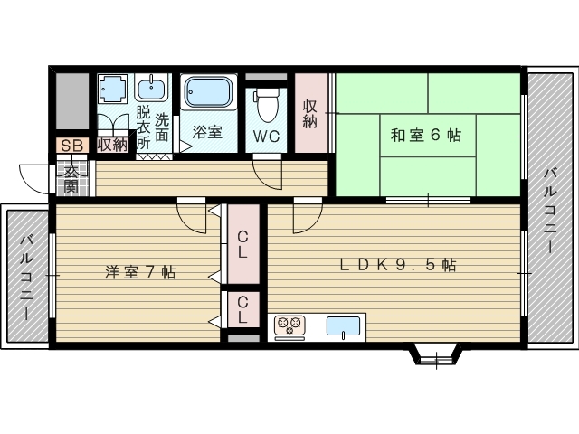 2LDKのお部屋です