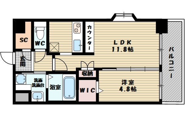 1LDKの間取りです