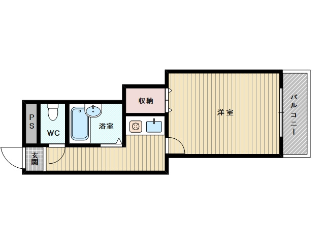 1Kのお部屋です。