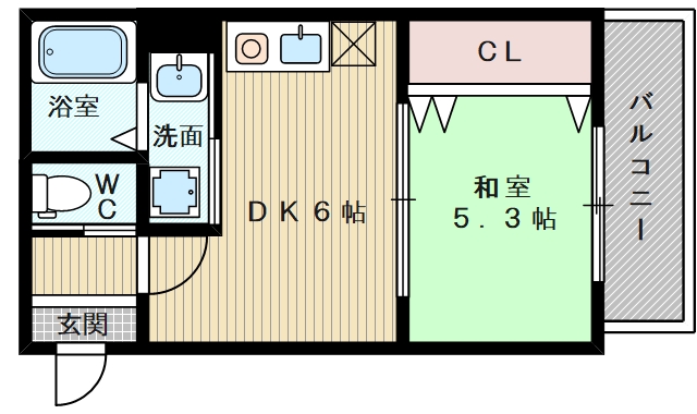 1DKの間取りです