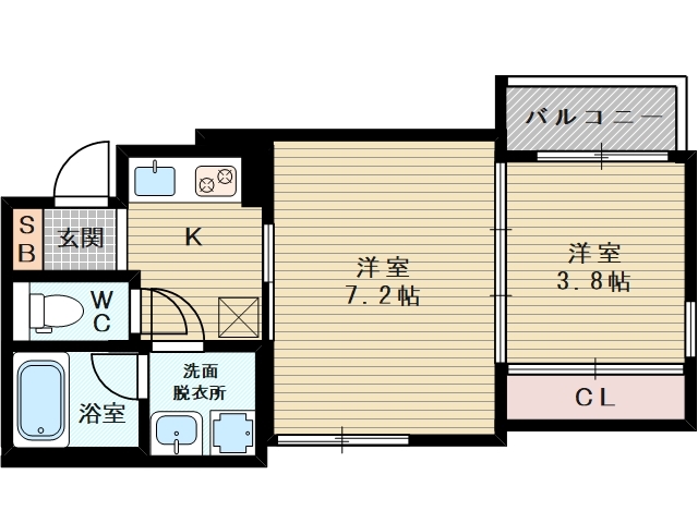２Kタイプのお部屋です。