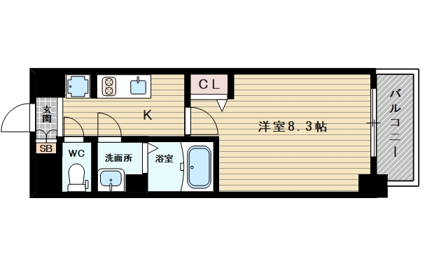１Ｋタイプのお部屋です。