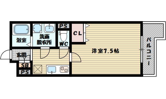 1Kの間取りです