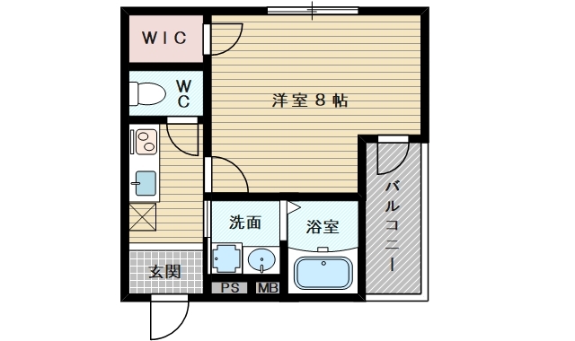 1Kのお部屋です。