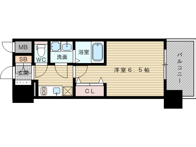室内設備充実の1Kです
