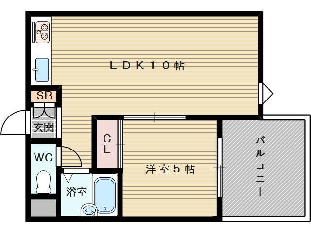 1LDKのお部屋です