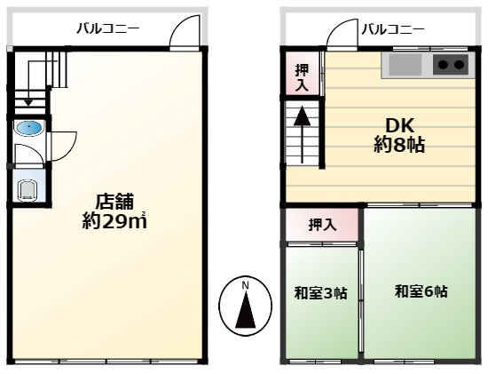2DK。 倉庫・店舗・事務所などに最適です。