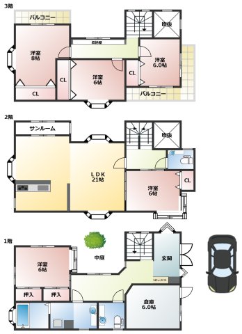 広いお部屋でオフィスとしても活用できます。