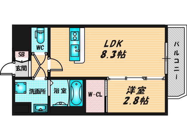ゆったりくつろげる単身さん向けの間取り。