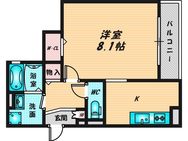 バス・トイレがセパレート、収納がある住みやすい間取りです。 
