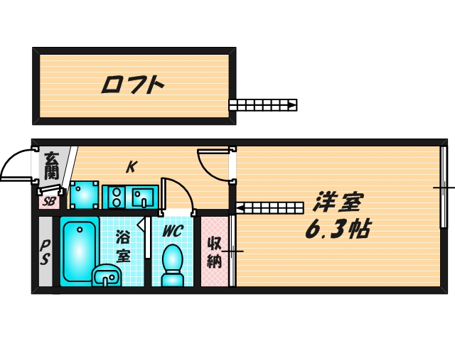 バス・トイレがセパレート、収納がある住みやすい間取りです。 