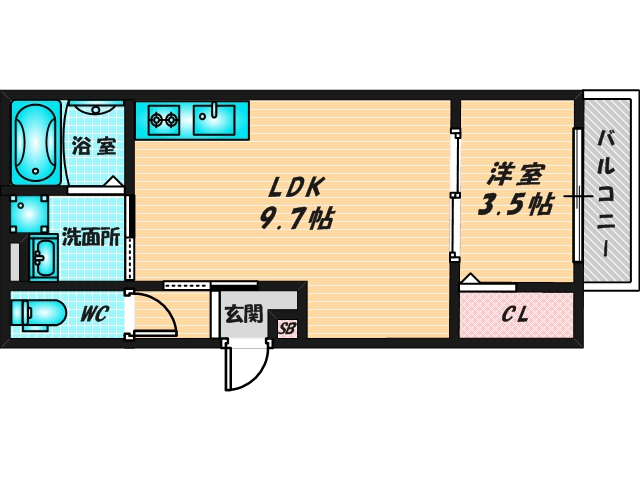 バス・トイレがセパレート、収納がある住みやすい間取りです。