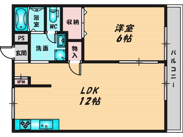 バス・トイレがセパレート、収納がある住みやすい間取りです。 