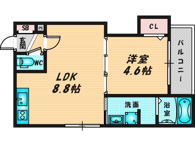 バス・トイレがセパレート、収納がある住みやすい間取りです。