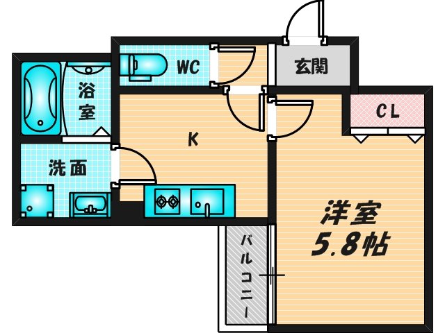 バス・トイレがセパレート、収納がある住みやすい間取りです。 