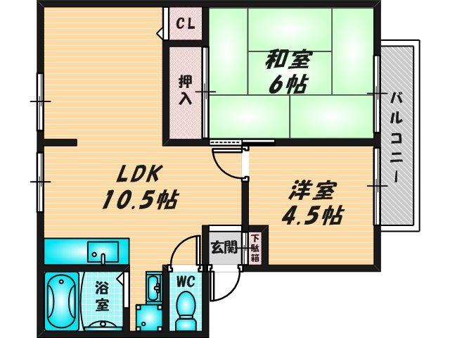 バス・トイレがセパレート、収納がある住みやすい間取りです。 