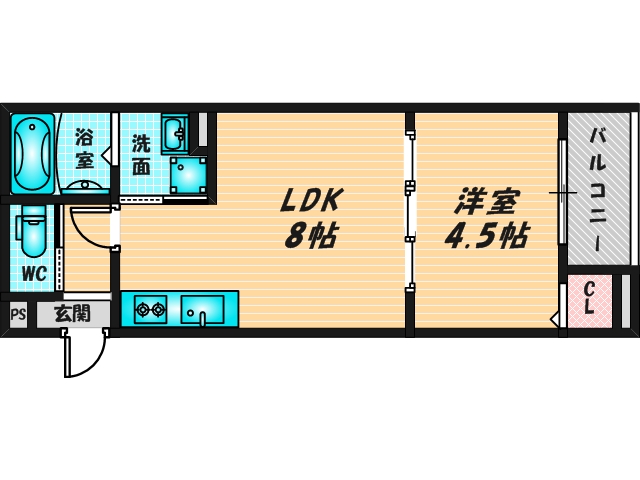 バス・トイレがセパレート、収納がある住みやすい間取りです。