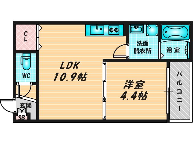 バス・トイレがセパレート、収納がある住みやすい間取りです。
