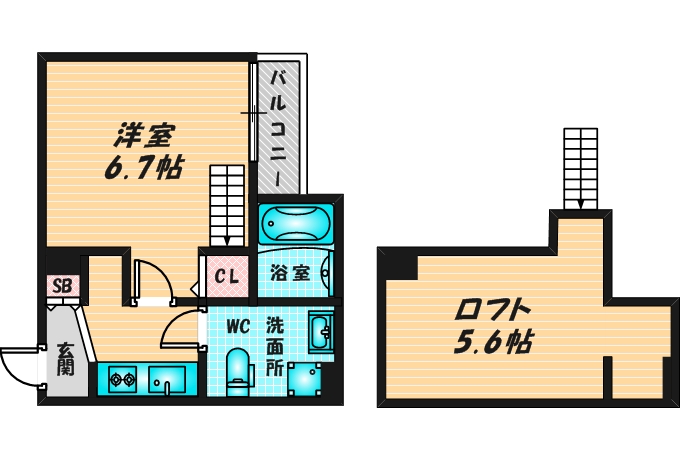 ゆったりくつろげる単身さん向けの間取り。