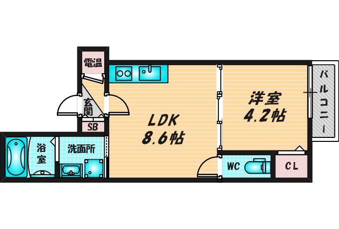 バス・トイレがセパレート、収納がある住みやすい間取りです。 