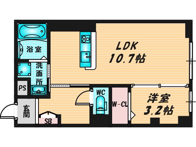 広いリビングが特徴のお部屋です。