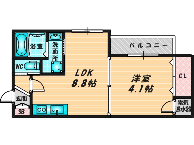 ゆったりくつろげる単身さん向けの間取り。 