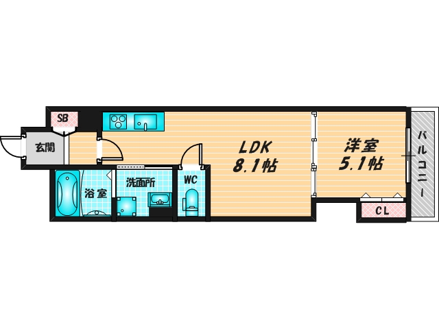 ゆったりくつろげる単身さん向けの間取り。