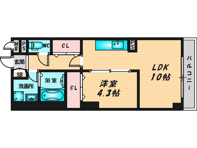 ゆったりくつろげる単身さん向けの間取り。 