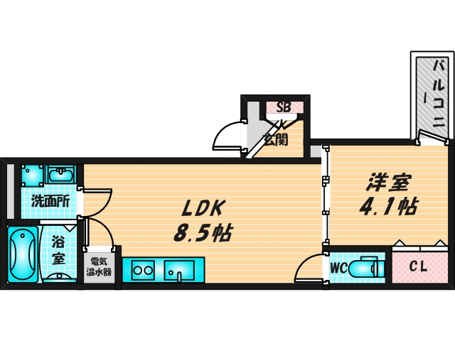 バス・トイレがセパレート、収納がある住みやすい間取りです。 