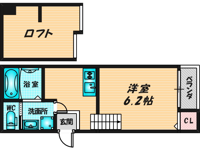 ゆったりくつろげる単身さん向けの間取り。  