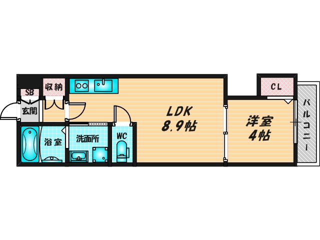 ゆったりくつろげる単身さん向けの間取り。 