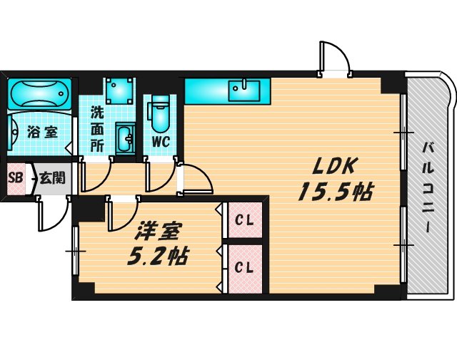 広いリビングが特徴のお部屋です。 