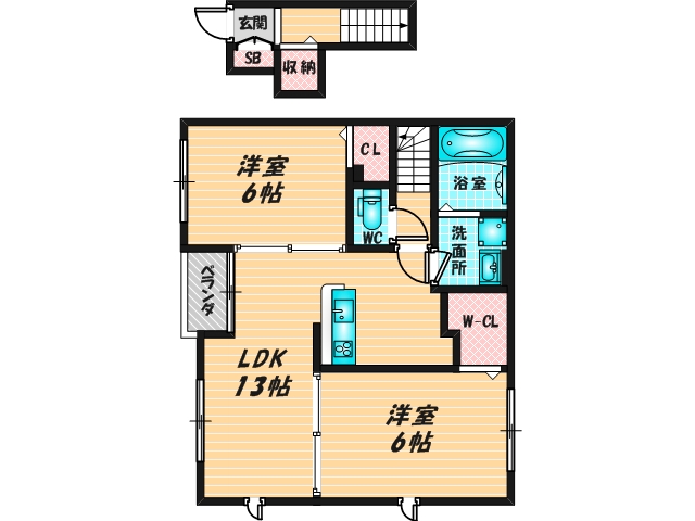 広いリビングが特徴のお部屋です。 