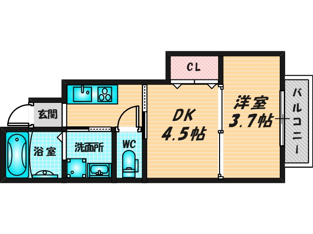 ゆったりくつろげる単身さん向けの間取り。