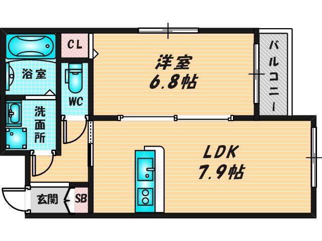 ゆったりくつろげる単身さん向けの間取り。 