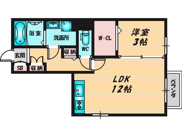 バス・トイレがセパレート、収納がある住みやすい間取りです。 